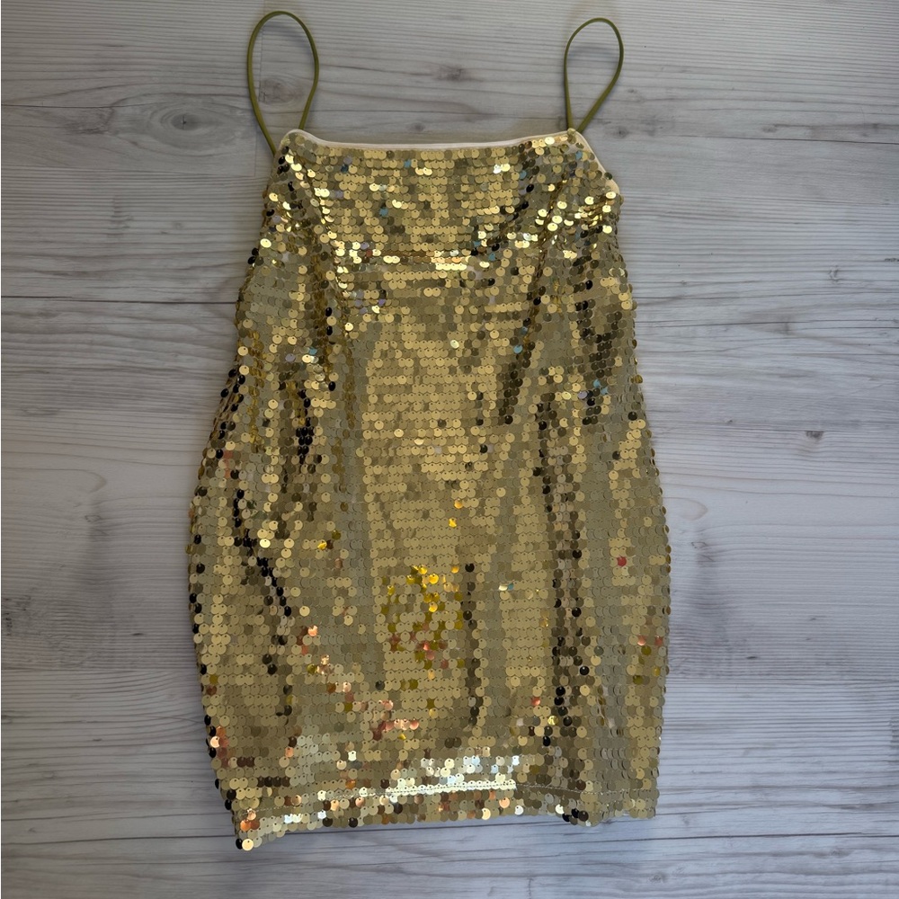 Hello Molly gold sequin dress size Small